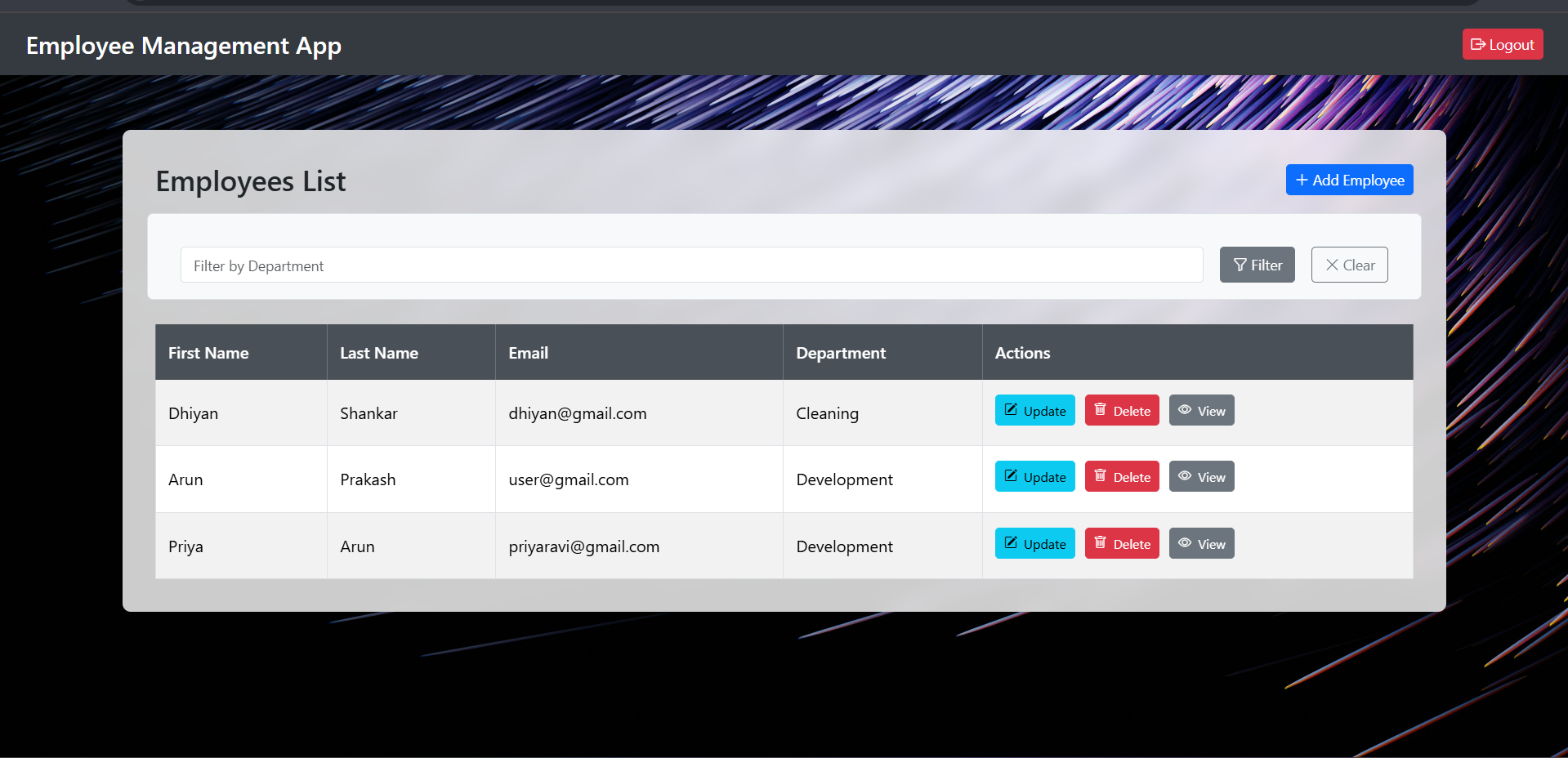 Employee Management System Screenshot